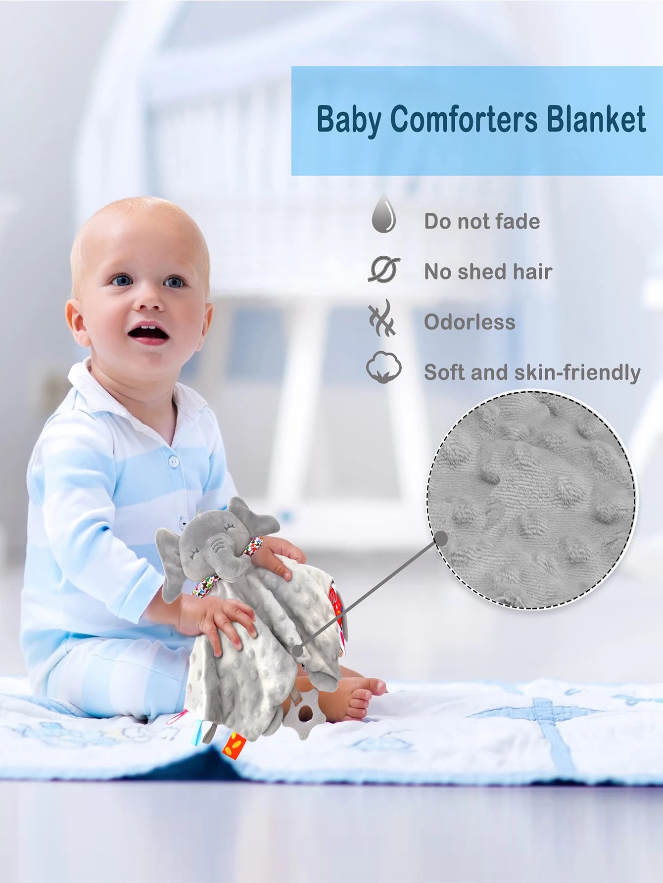 Soft Plush Soothe Towel with Rattle for Newborns