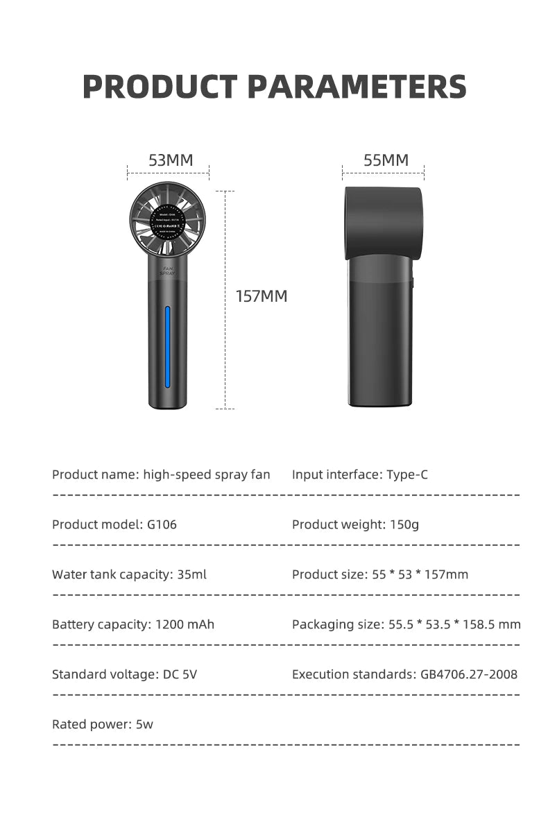 Summer Portable Humidifier Fan Mini