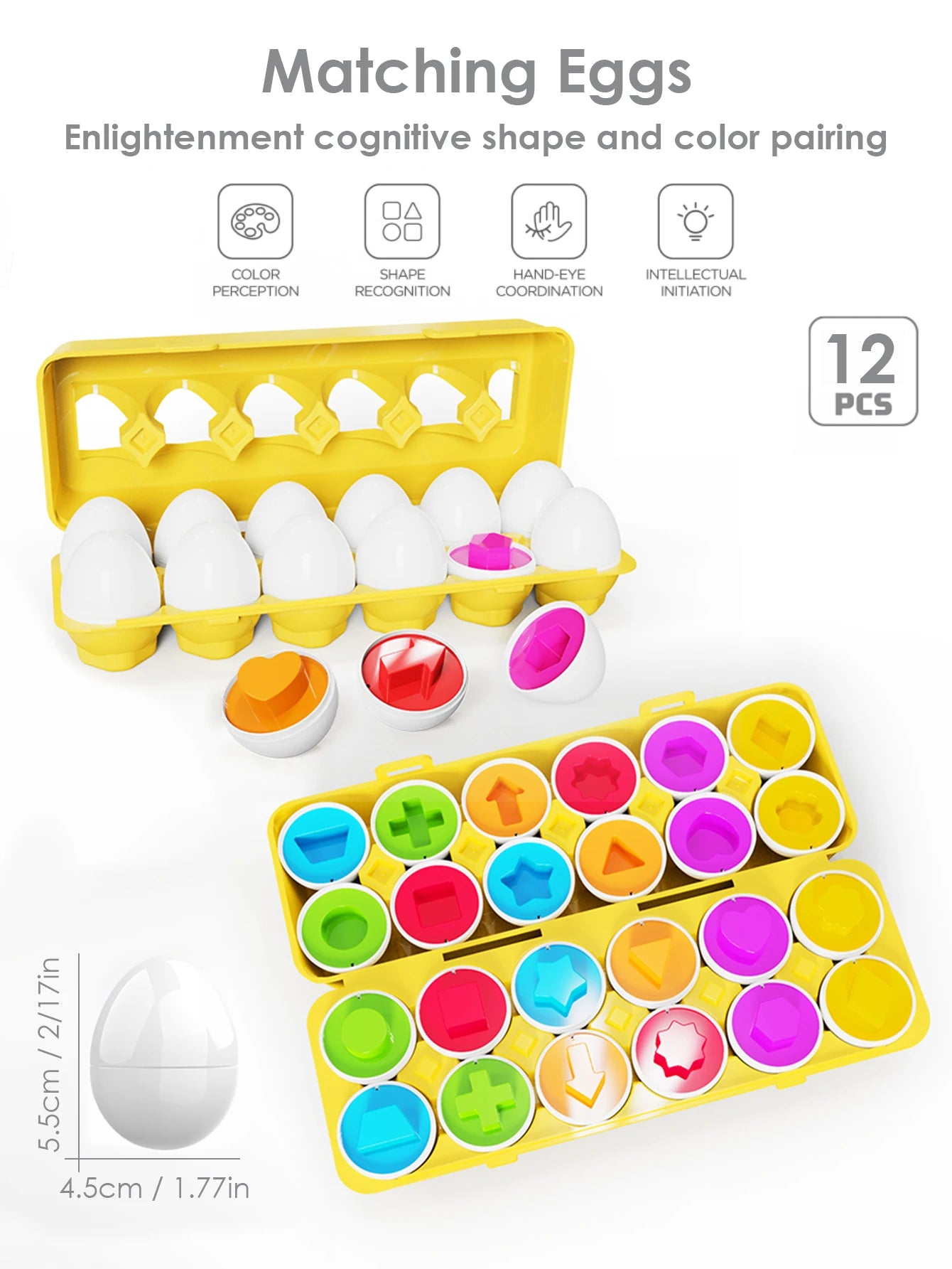 Baby Smart Eggs Montessori Educational Shape & Color Matching Toy