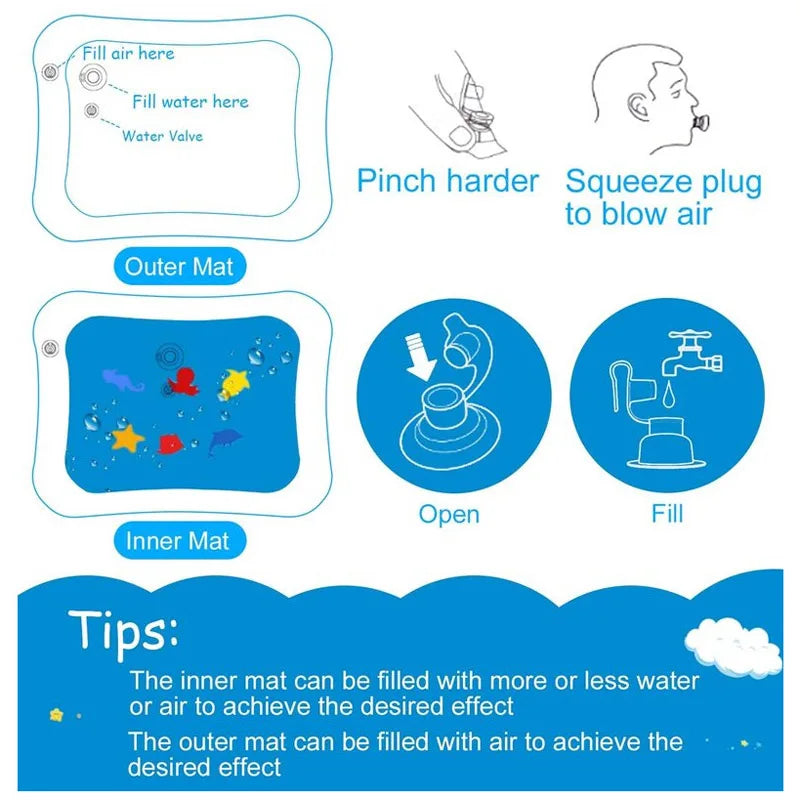 Baby Inflatable Water Play Mat – Tummy Time Activity Toy
