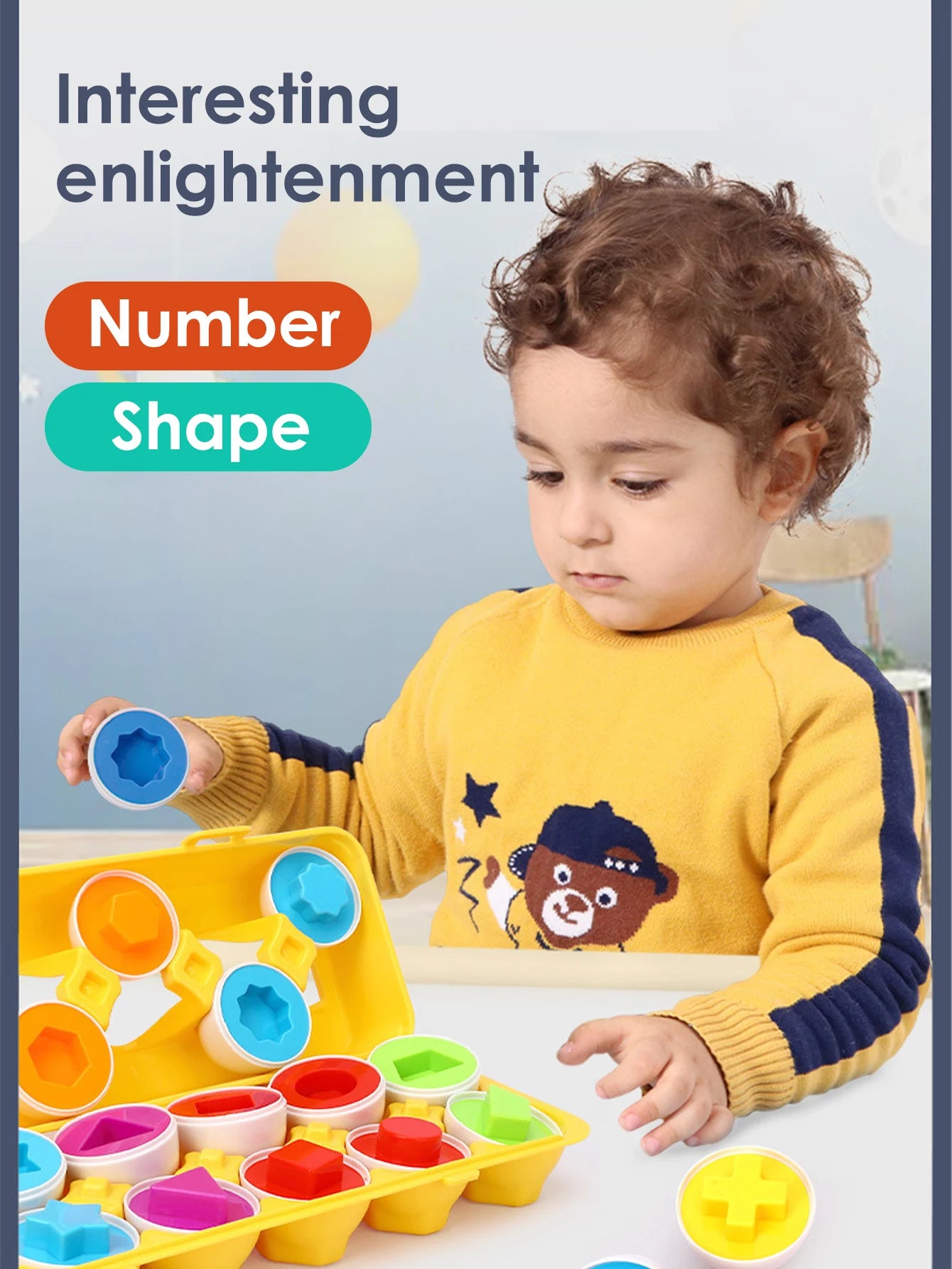 Baby Smart Eggs Montessori Educational Shape & Color Matching Toy