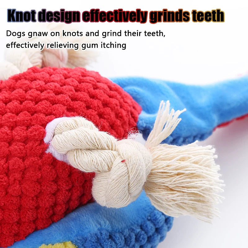 Plush Parrot Dog Toy – Tough & Squeaky