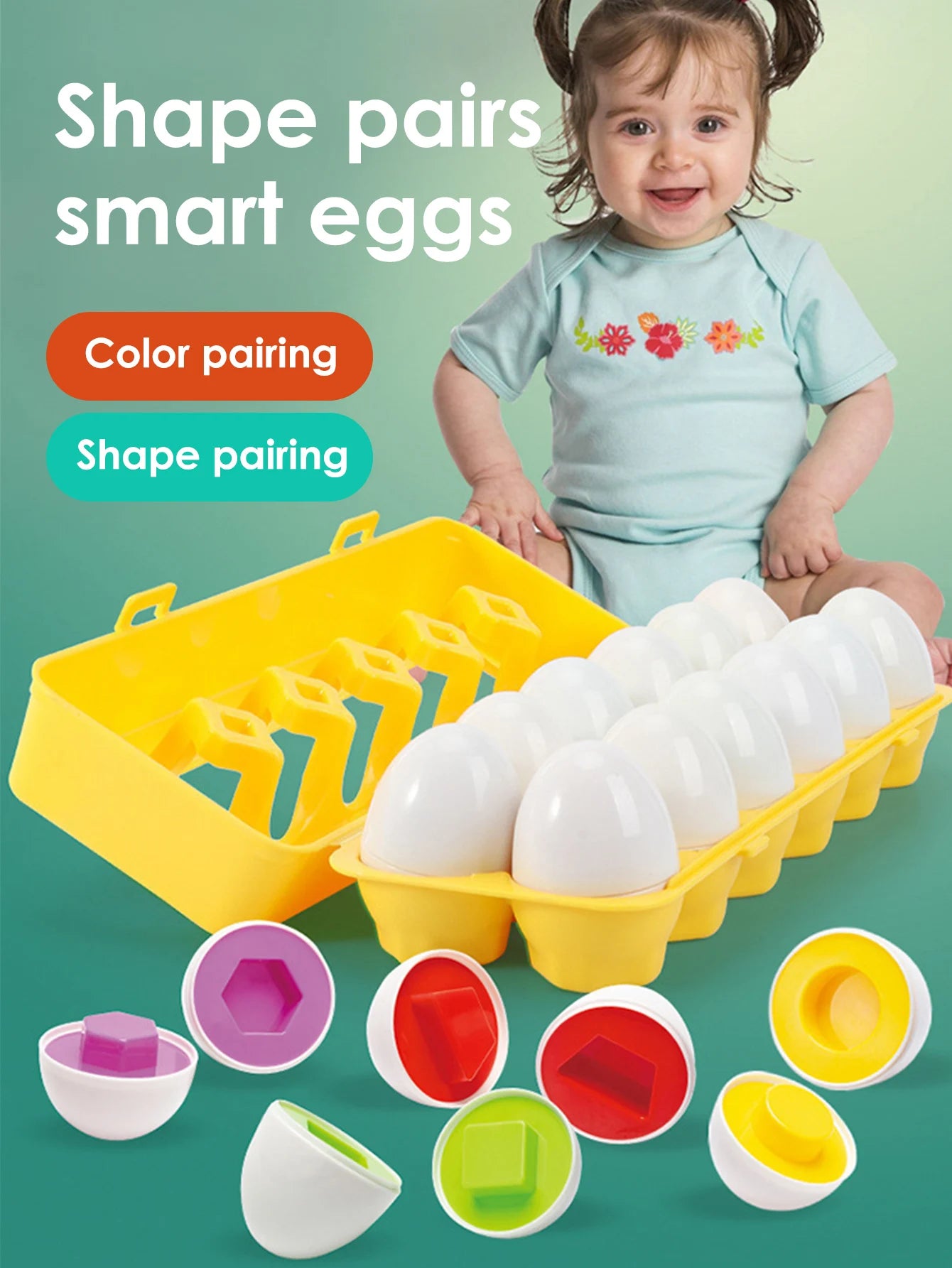 Baby Smart Eggs Montessori Educational Shape & Color Matching Toy