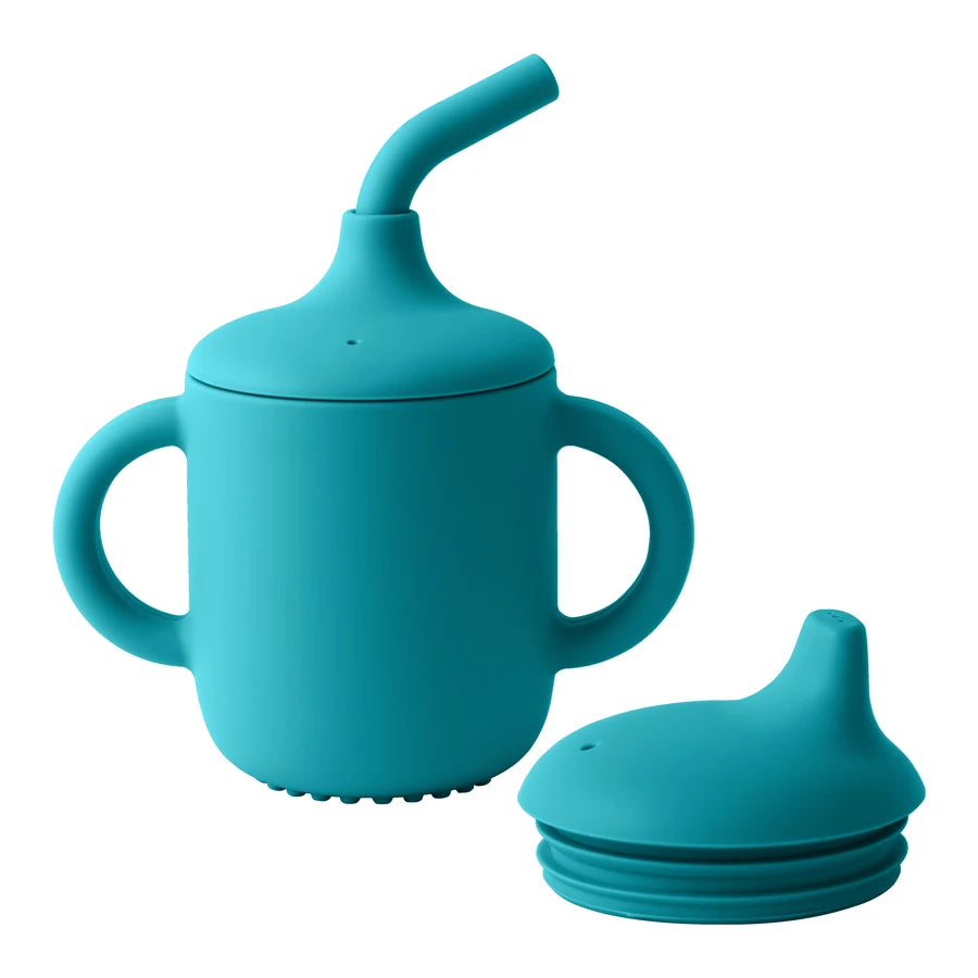 Two Lids Baby Silicone Straw Cup BPA Free