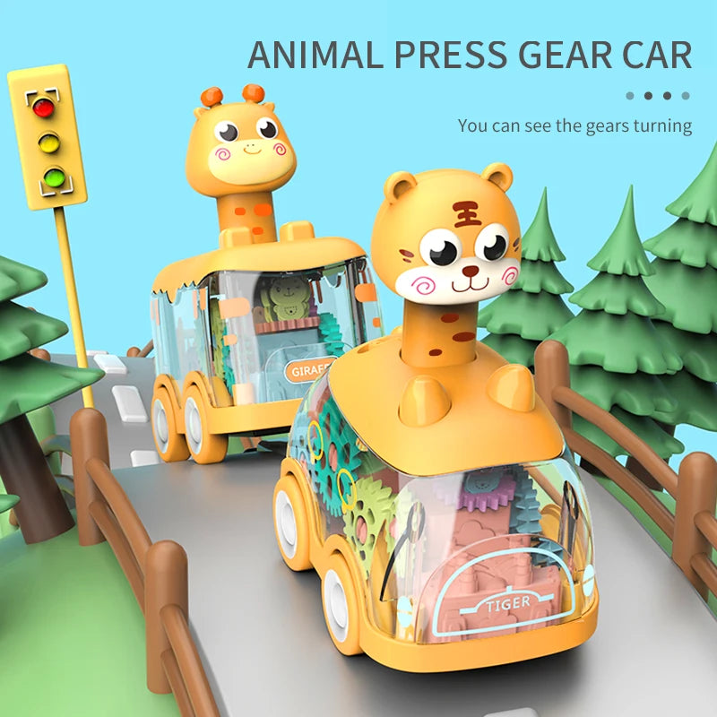 Press Gear Kids’ Pull-Back Animal Car Toy