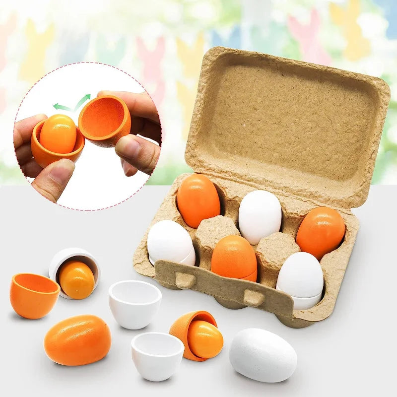 Wooden Egg Pretend Play Set for Kids