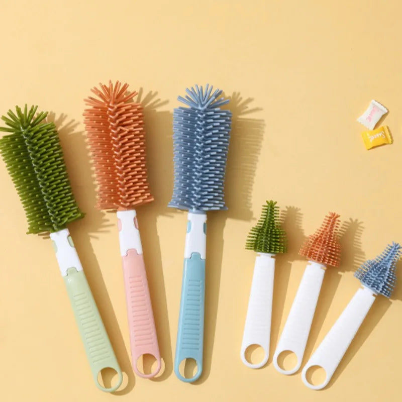 360° Silicone Baby Bottle Brush Set
