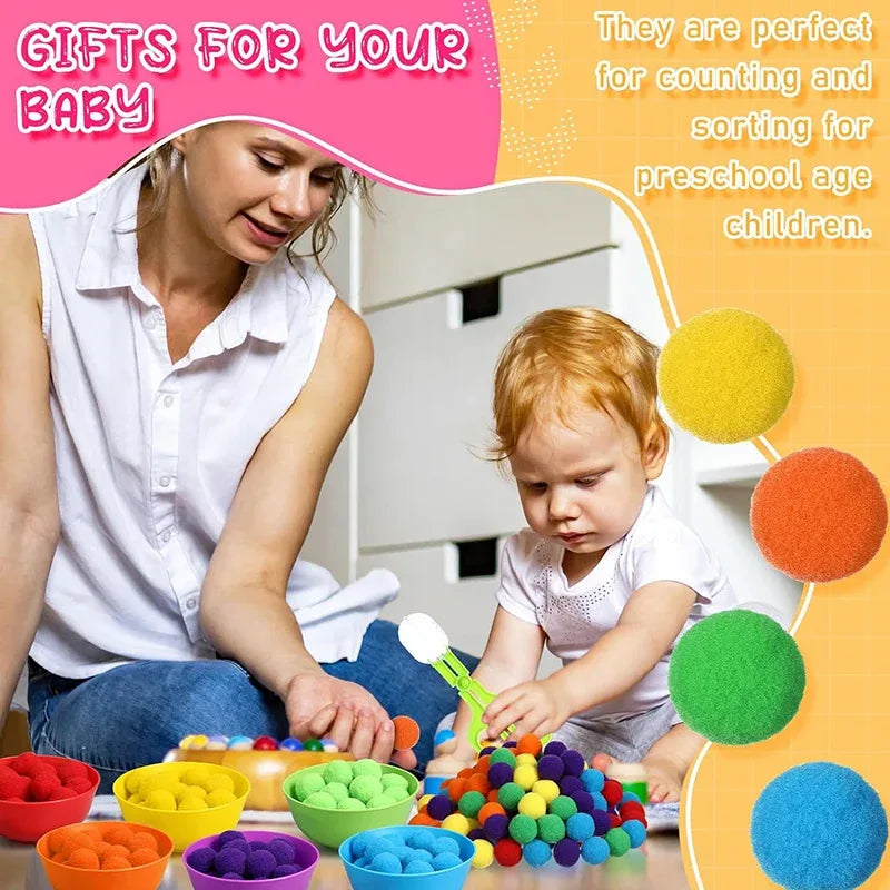 Rainbow Pom Pom Sorting Set