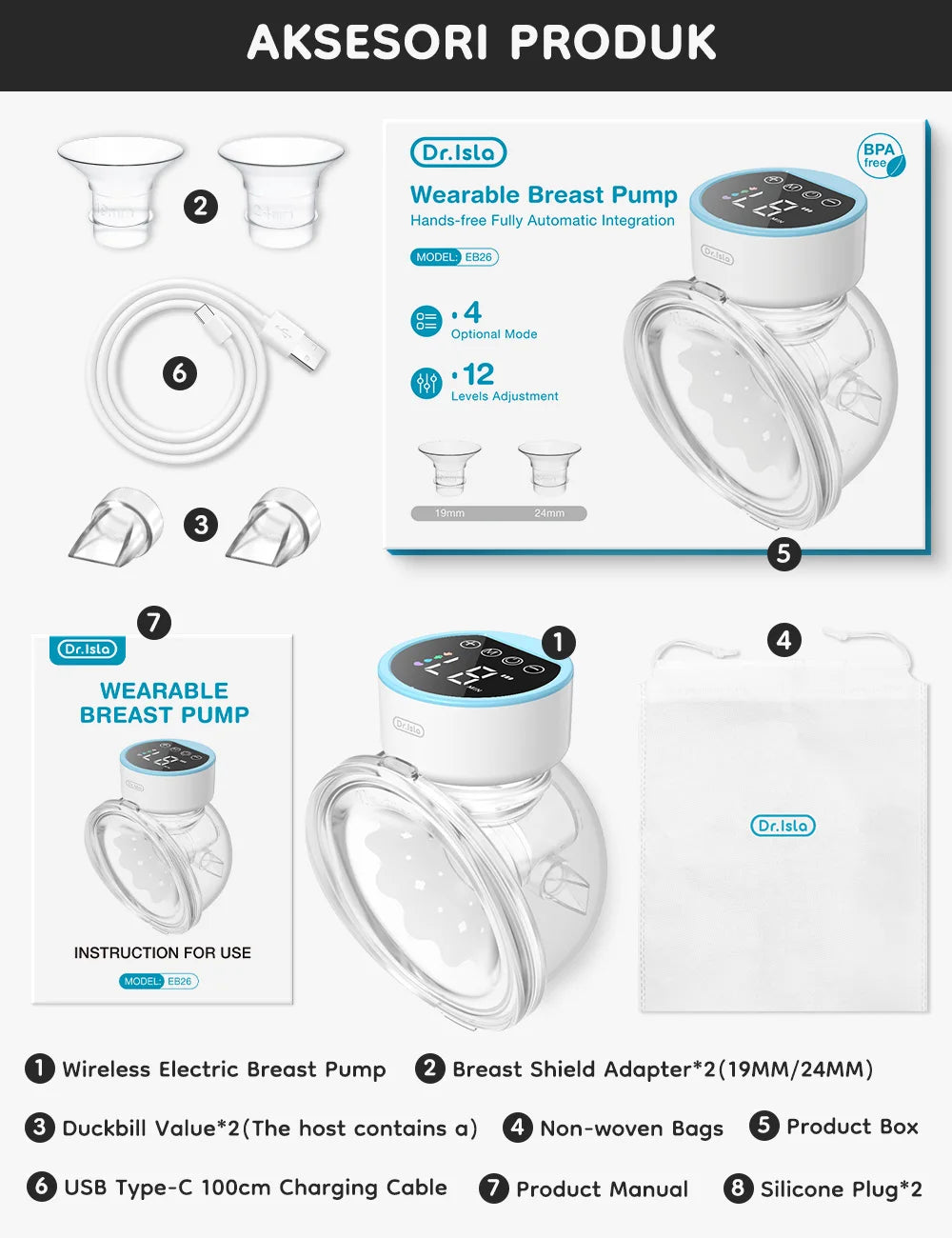 Wearable Electric Breast Pumps 4 Modes 12 Levels