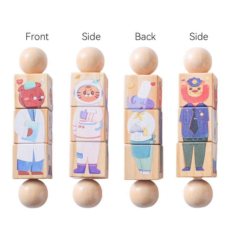 Wooden Baby Rattle – Rotating Animal Matching Toy