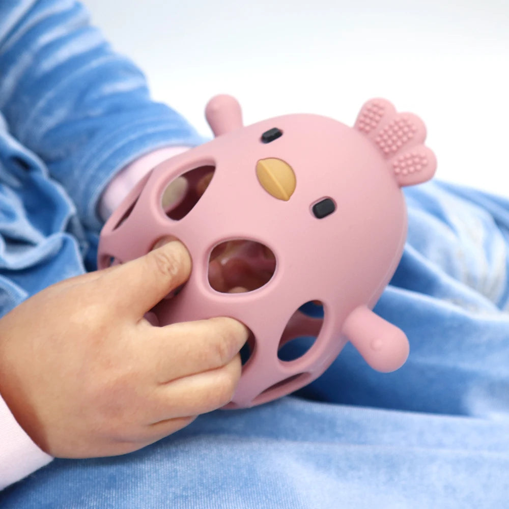 Cartoon Chick Baby Teether Gloves