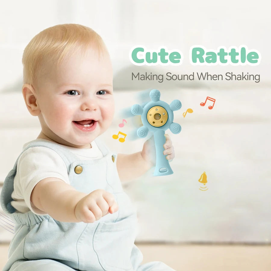 Silicone Baby Teether & Rattle Toy