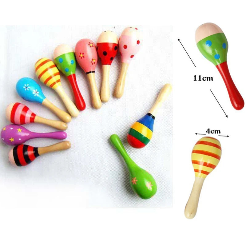 Colorful Wooden Baby Rattles Maracas