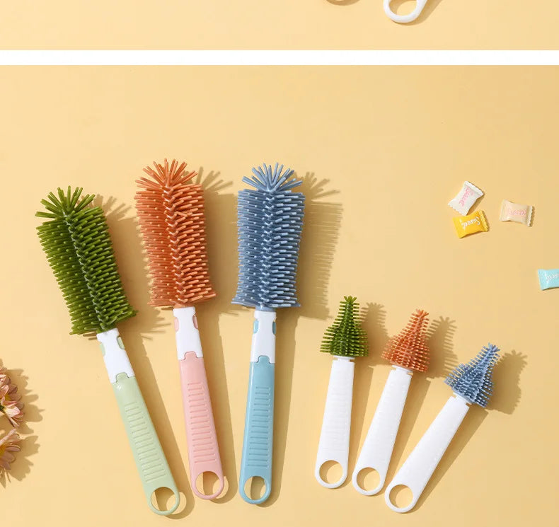 360° Silicone Baby Bottle Brush Set