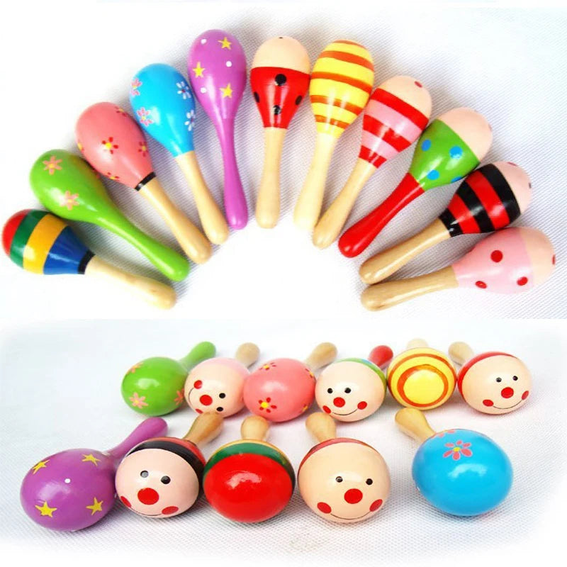 Colorful Wooden Baby Rattles Maracas