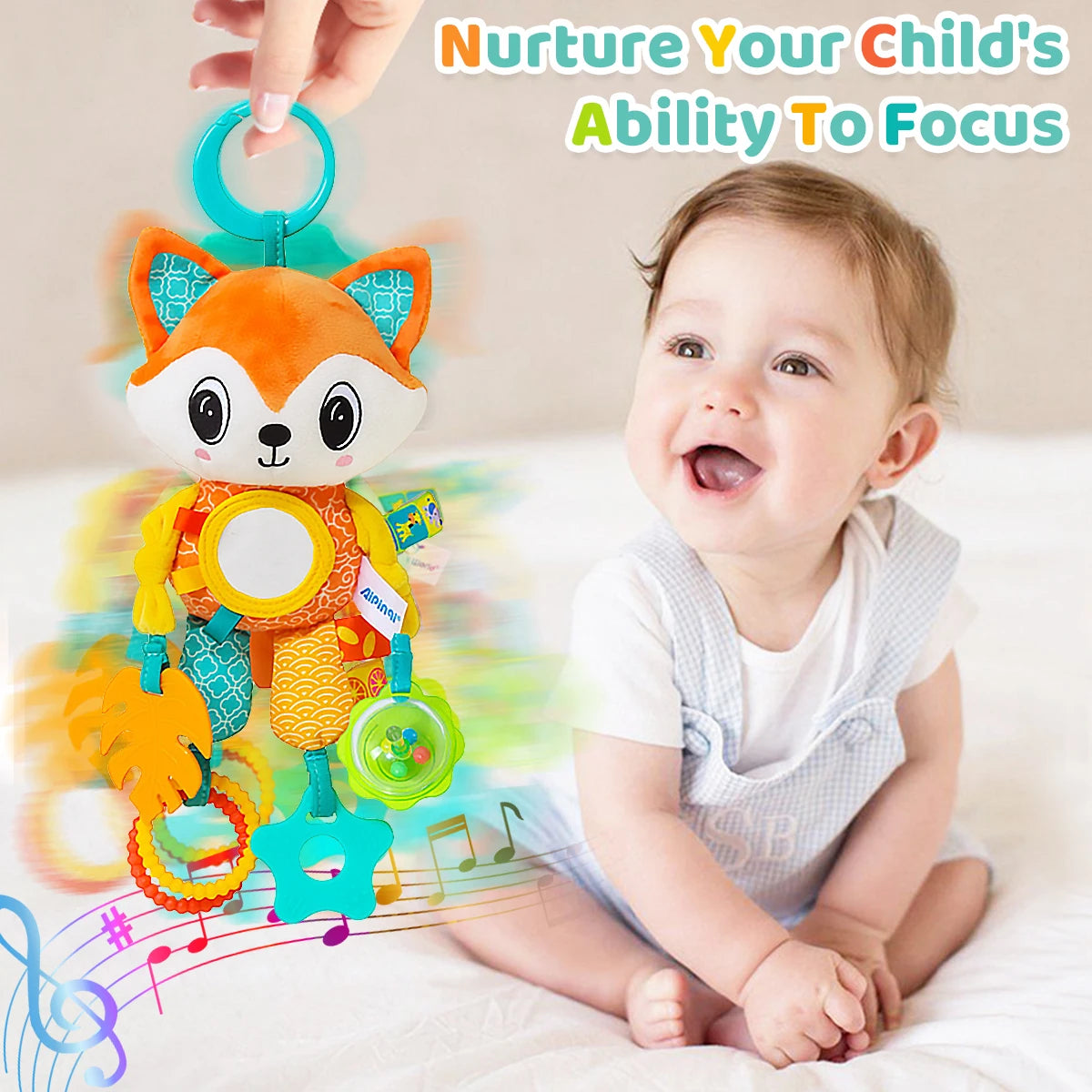 Soft Plush Hanging Sensory Toy with Teether