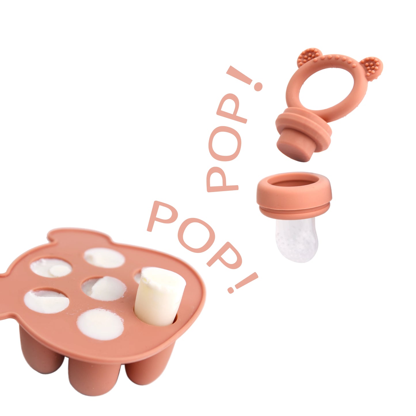 Bear Fruit Feeder & Silicone Freezer Tray Set