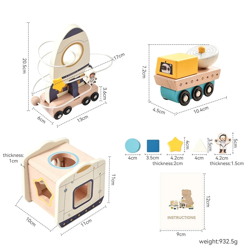 Wooden Astronaut Toy – Montessori Space Play Gift