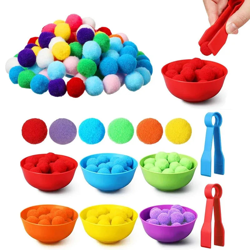 Rainbow Pom Pom Sorting Set