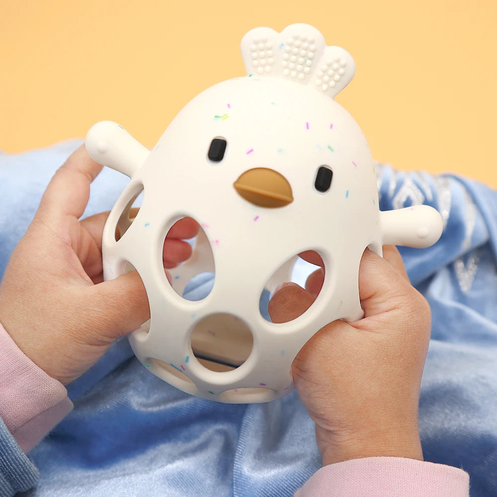 Cartoon Chick Baby Teether Gloves