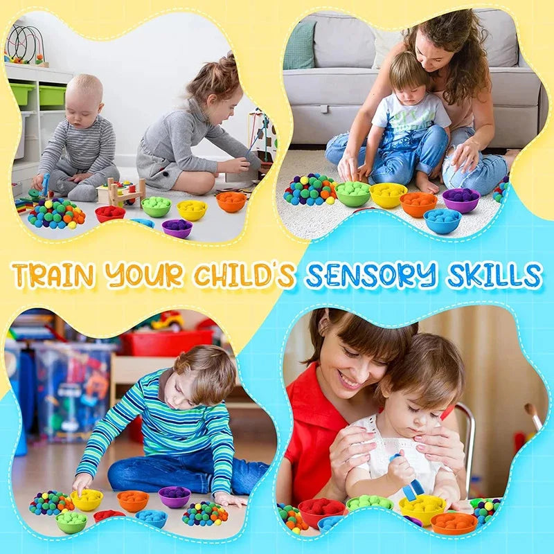 Rainbow Pom Pom Sorting Set