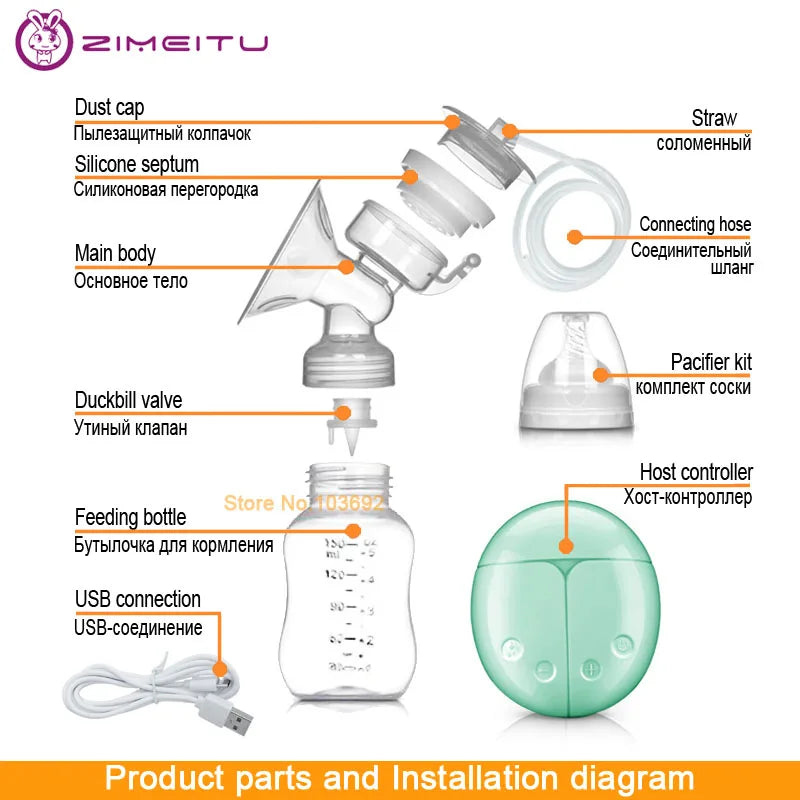 ZIMEITU Double Electric Breast Pump Set