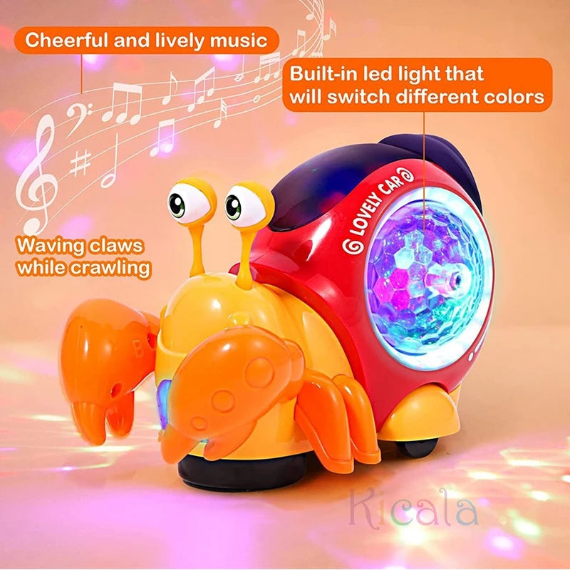 Musical Light-Up Crawling Crab Toy for Babies