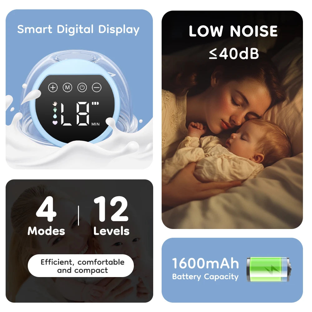 Wearable Electric Breast Pumps 4 Modes 12 Levels