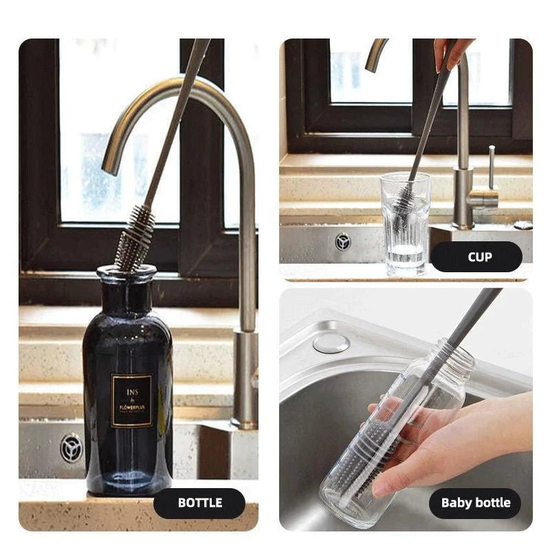 Silicone Bottle Brush Cleaner for Baby Bottles & Glassware