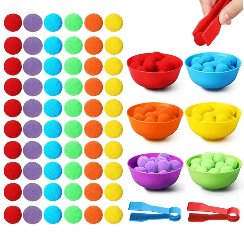 Rainbow Pom Pom Sorting Set