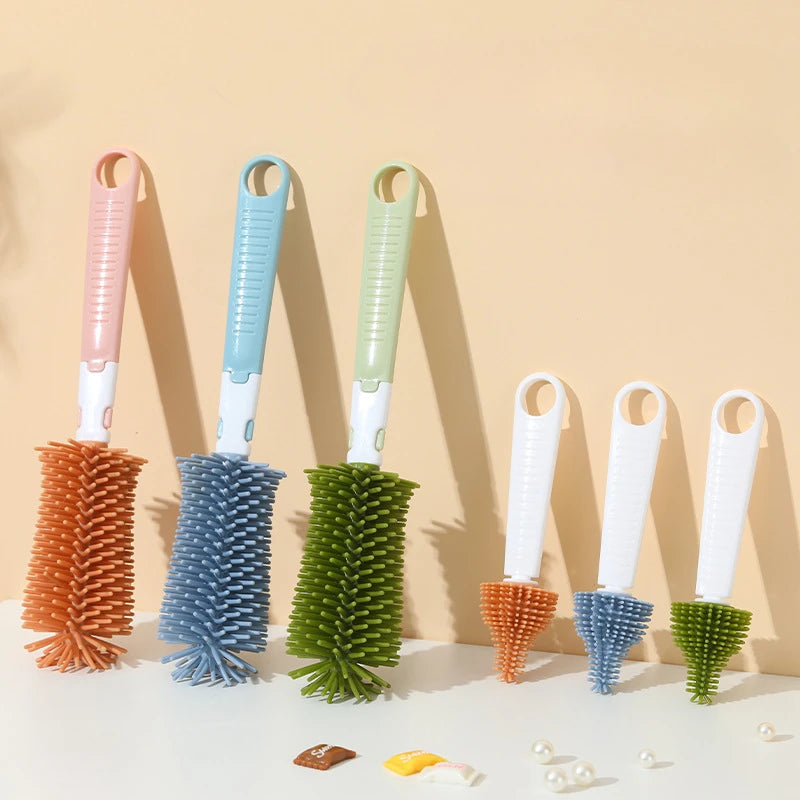 360° Silicone Baby Bottle Brush Set