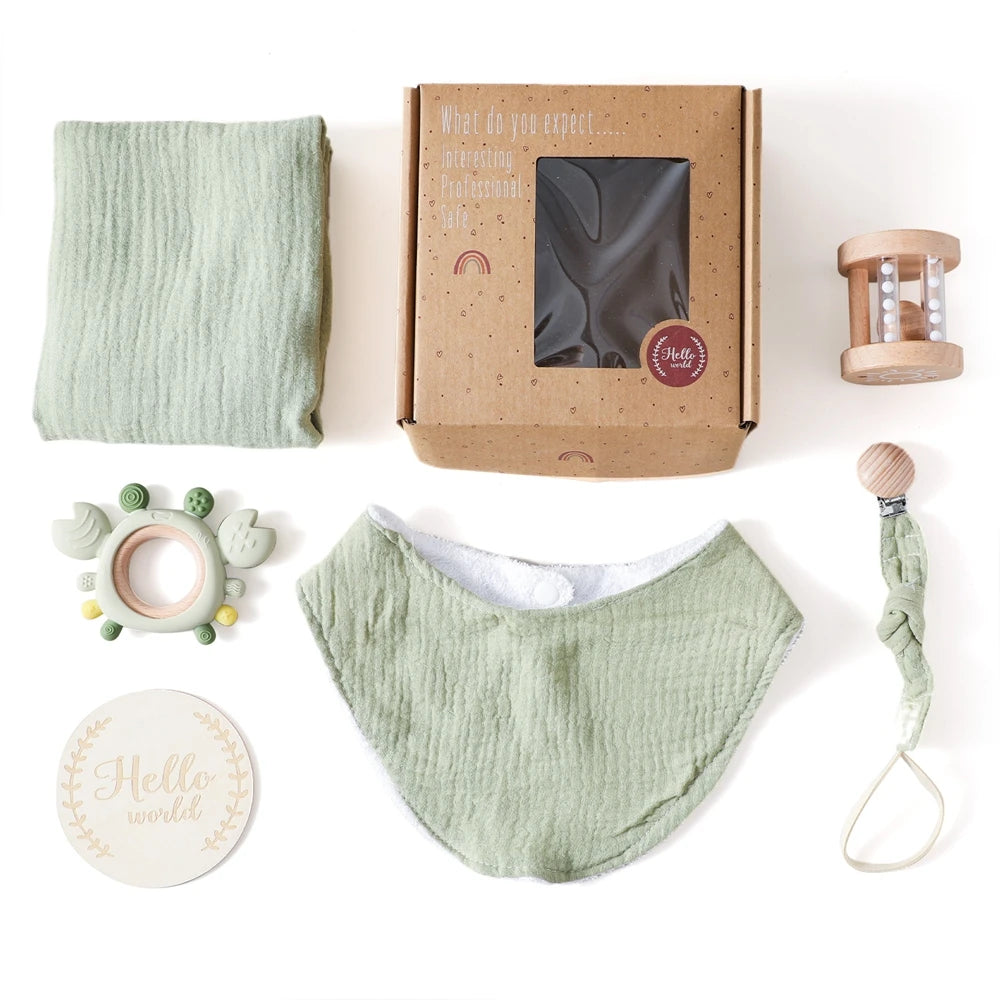 Baby Gift Set – Towel, Rattle & Teether Box
