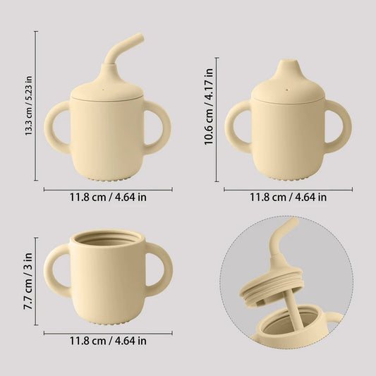 Two Lids Baby Silicone Straw Cup BPA Free