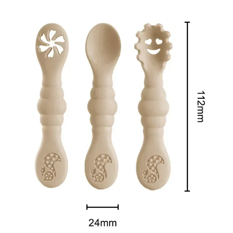 Silicone Baby Spoon & Fork Set (3PCS)