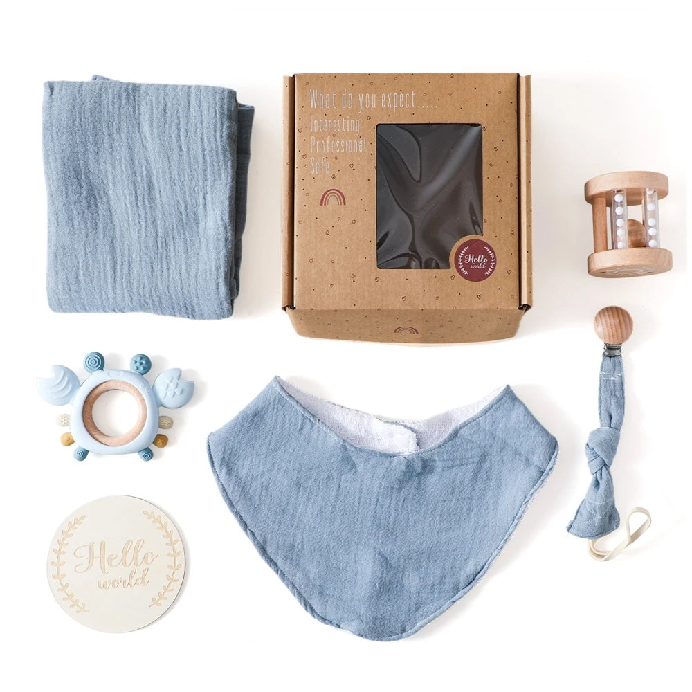 Baby Gift Set – Towel, Rattle & Teether Box