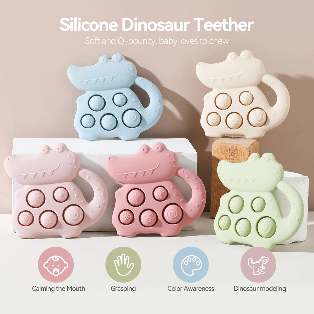 Baby Silicone Teething Toy – Dinosaur Hand Bell