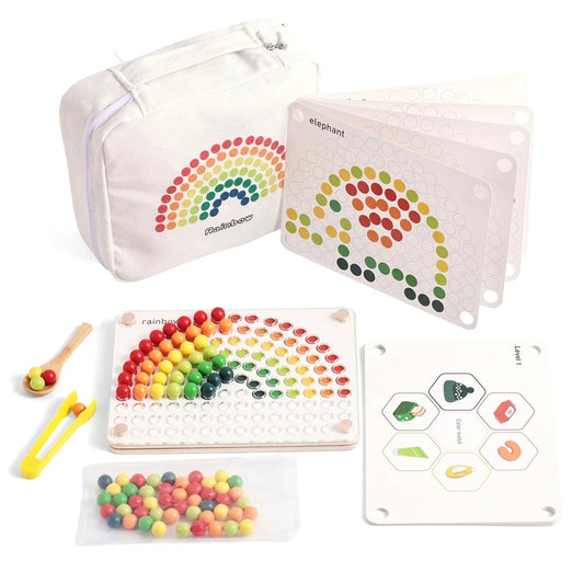 Montessori Rainbow Bead Board – Color Sorting Toy