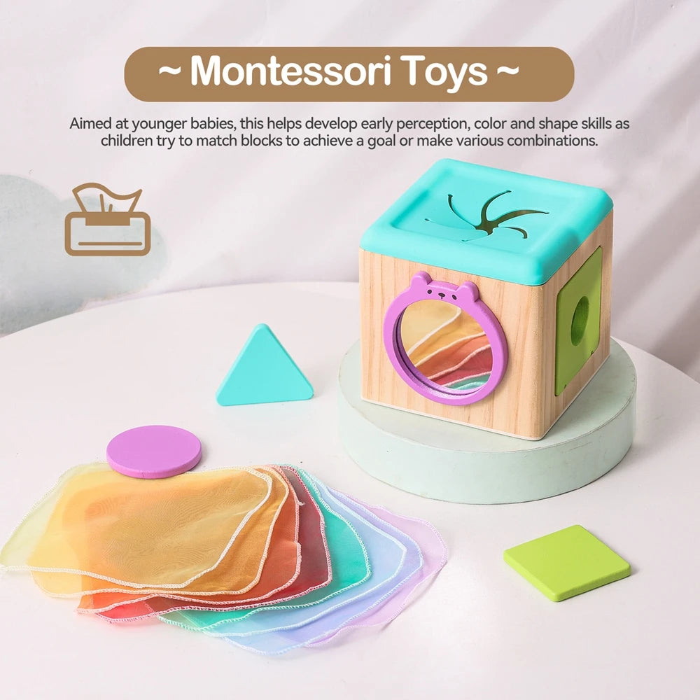 Wooden Magic Tissue Box – Montessori Busy Toy