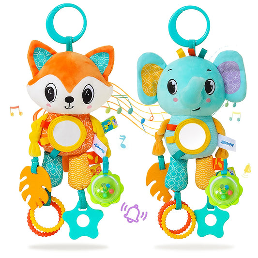 Soft Plush Hanging Sensory Toy with Teether