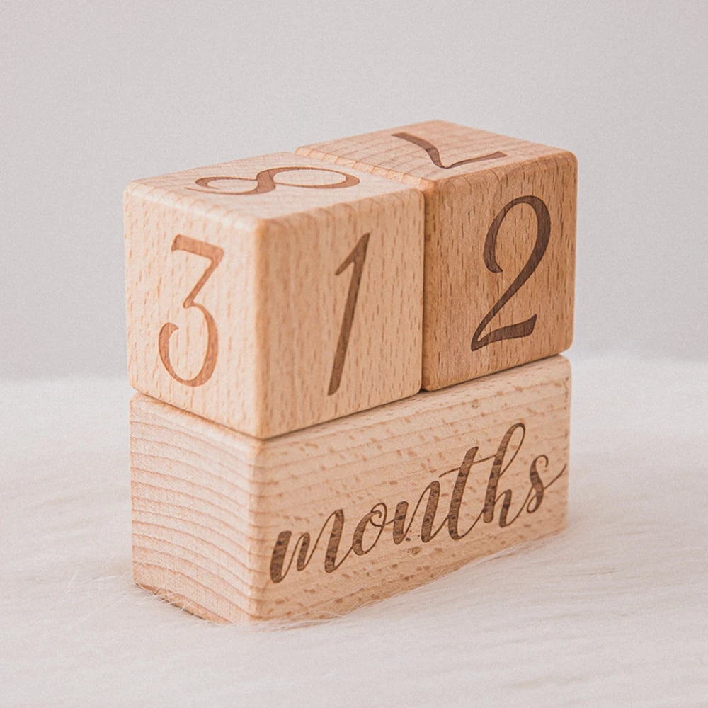Baby Milestone Blocks – 3pcs Beech Wood Photo Set