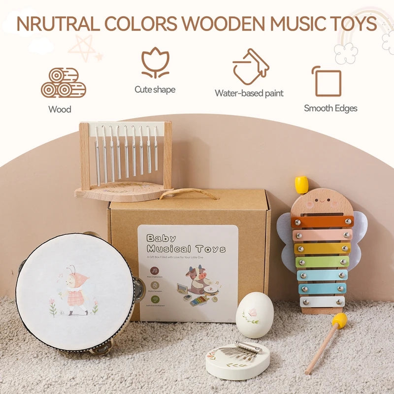 Wooden Montessori Music Toy – Drum & Xylophone for Kids