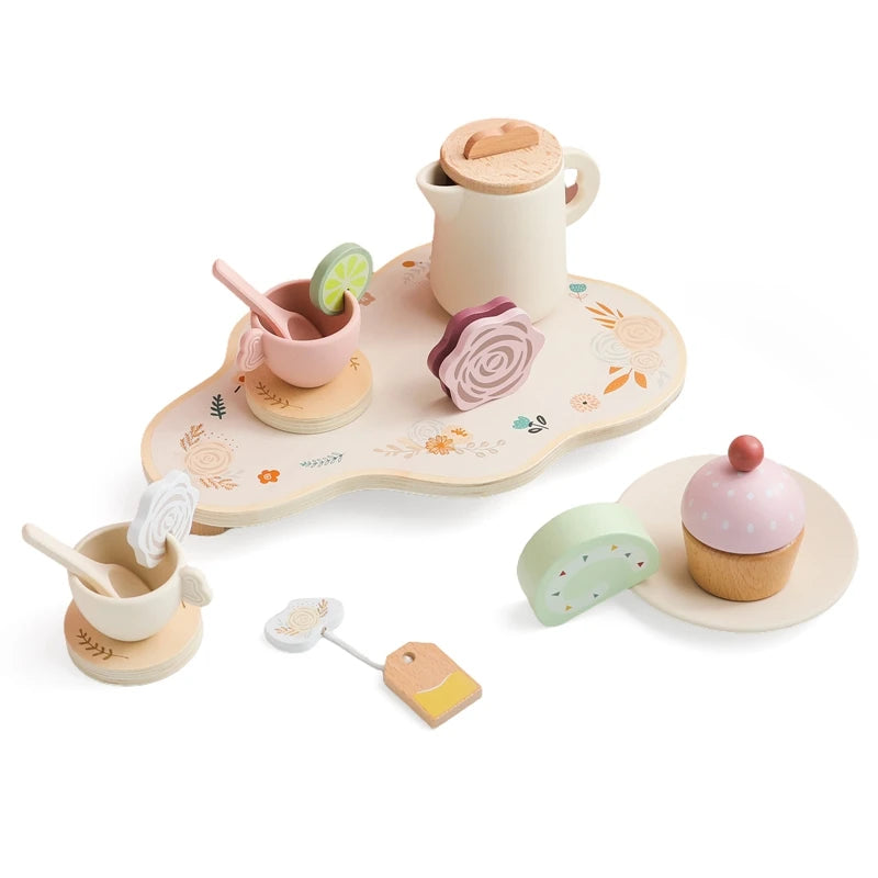 Montessori Wooden Tea Set – Pretend Play Toy for Girls
