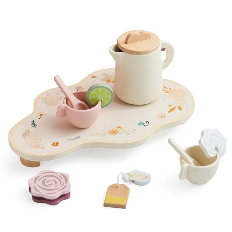 Montessori Wooden Tea Set – Pretend Play Toy for Girls
