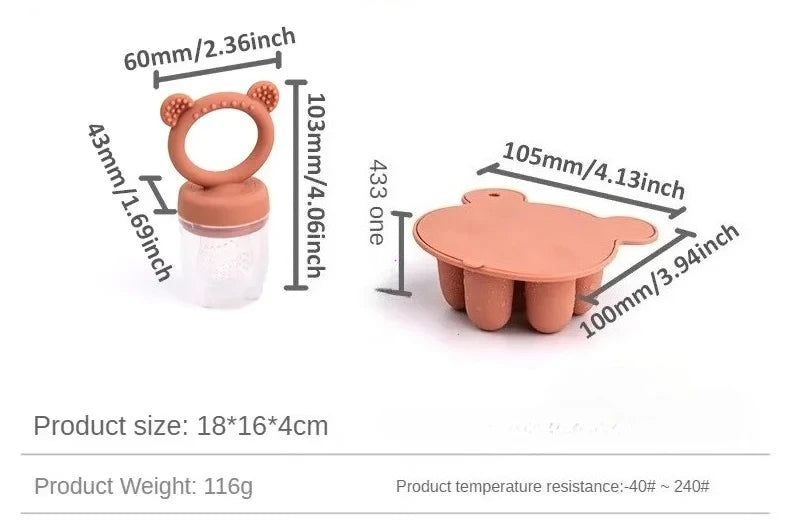 Bear Silicone Baby Food Freezer Set