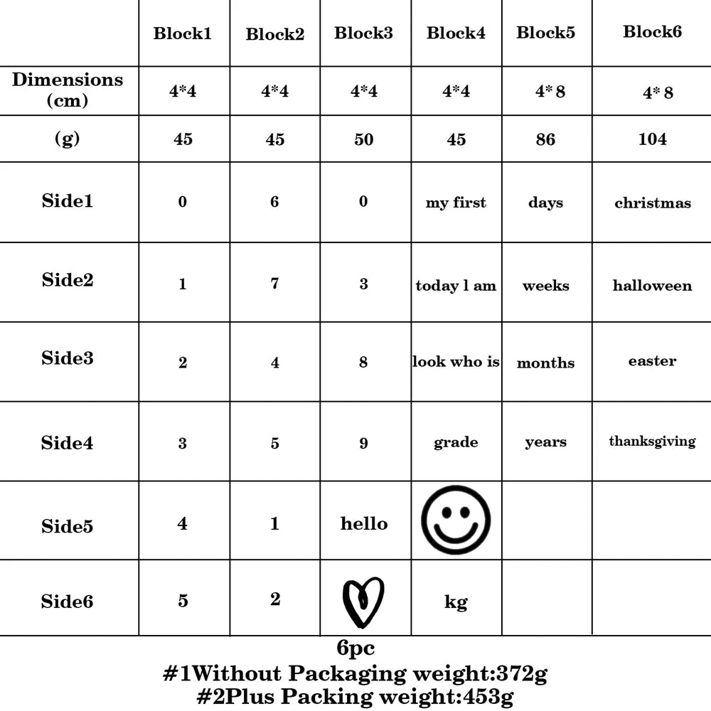 Wooden Baby Milestone Blocks – 6pcs Beech Photo Props