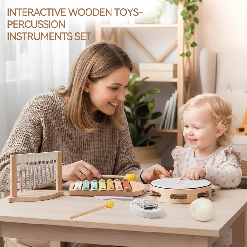 Wooden Montessori Music Toy – Drum & Xylophone for Kids