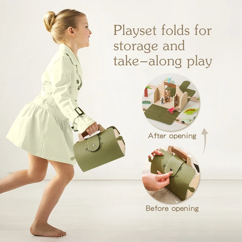 Dinosaur Scene Stacking Toy – Montessori Wooden Puzzle