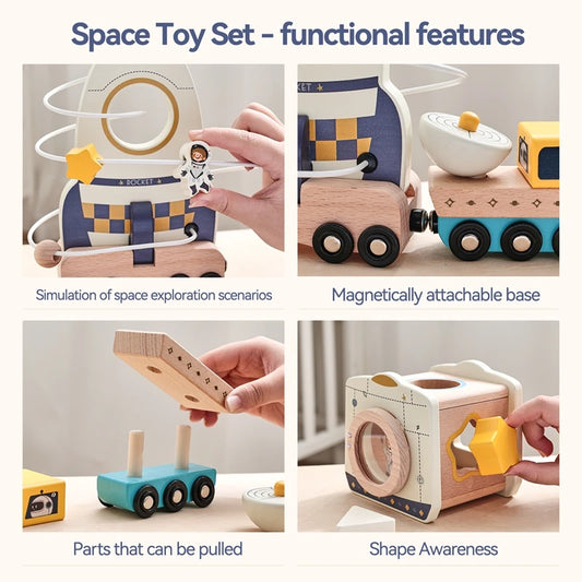 Wooden Astronaut Toy – Montessori Space Play Gift