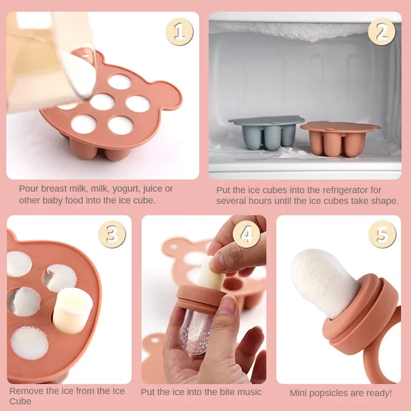Bear Silicone Baby Food Freezer Set