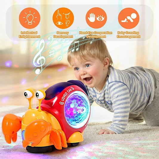 Musical Light-Up Crawling Crab Toy for Babies